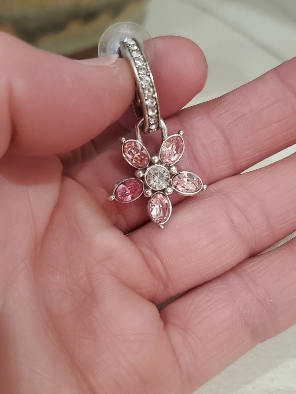 💥SALE💥Brighton Pink Swarovski Crystal Flower Drop Earrings - Picture 6 of 6